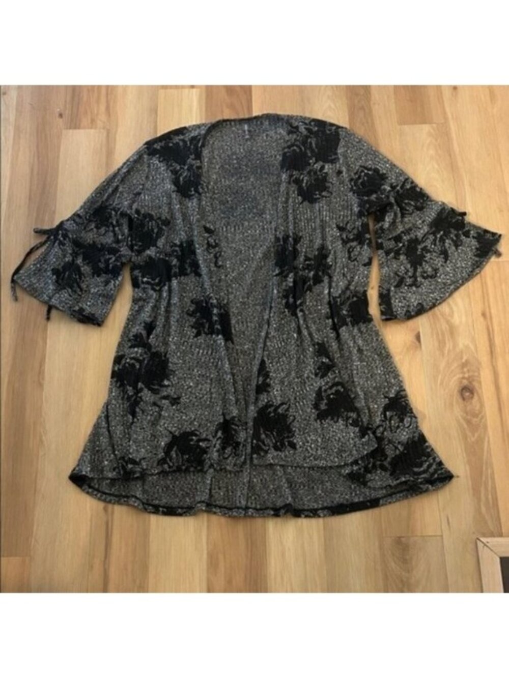 Massini Black and Gray Textured Cardigan
